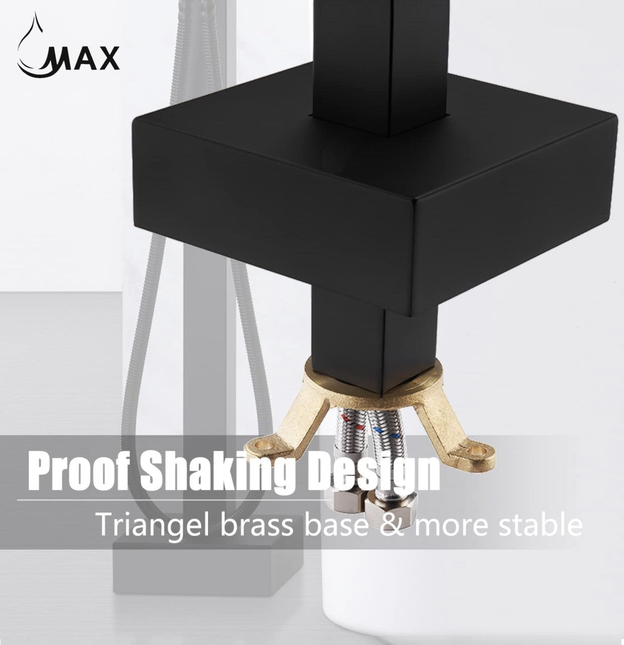 Matte Black Tub Filler Faucet Single Handle Waterfall Floor Mounted With Rough-In And Handheld