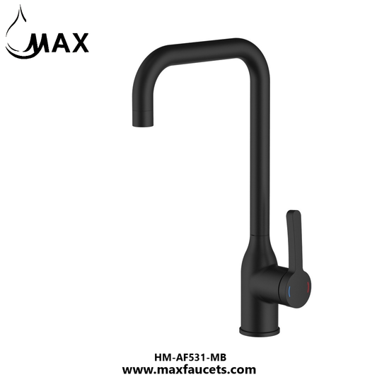 Single Handle Swivel Kitchen Faucet 13" In Matte Black Finish