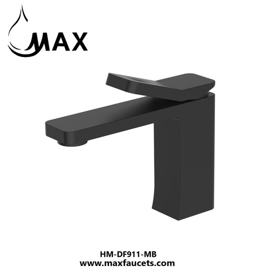 Luxury Bathroom Faucet Long Spout Square Matte Black Finish