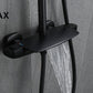 Thermostatic Shower System Waterfall Tub Rain Three Functions Matte Black Finish