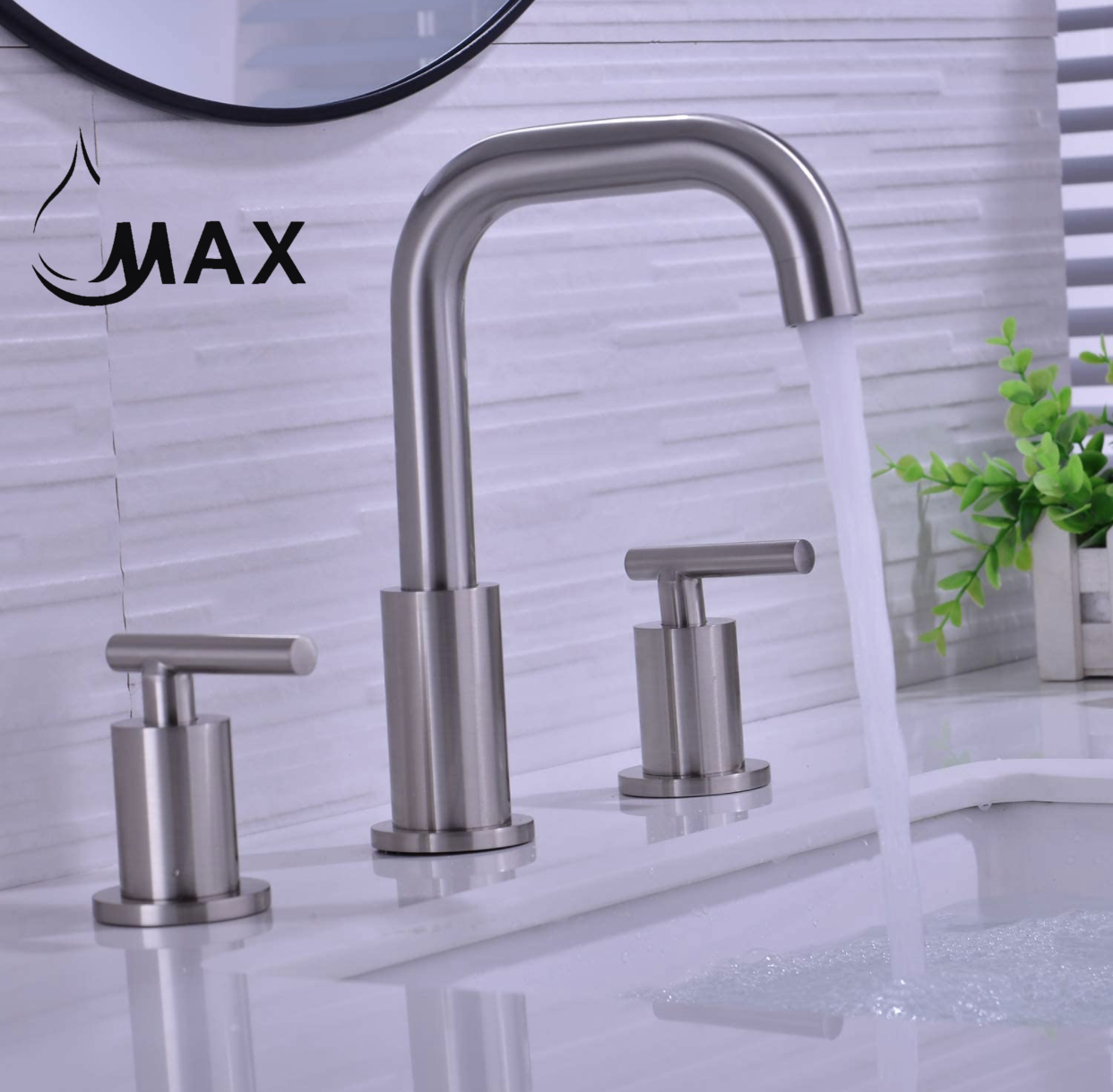 Faucets Two Handle Widespread Bathroom Faucet Brushed Nickel | MAX Faucets Canada