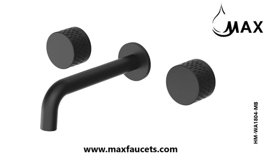 Bathroom Faucet Double Handle Wall Mounted With Rough-in Valve Matte Black Finish