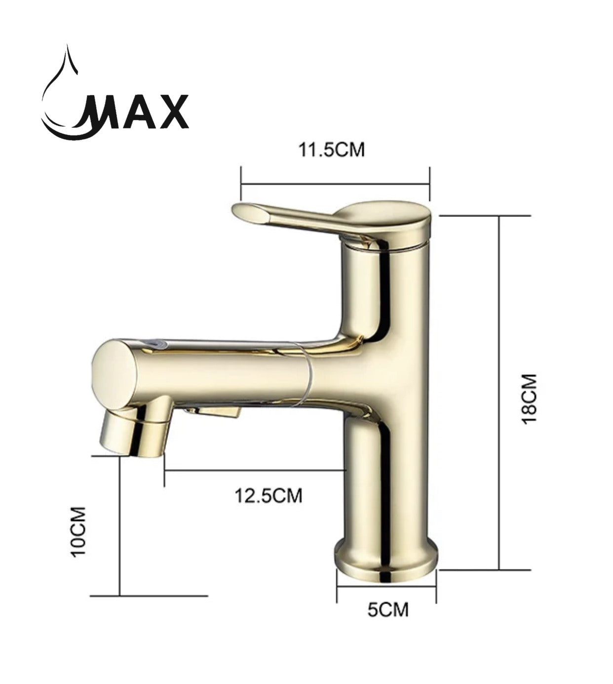 Pull-Out Bathroom Faucet 3 Functions Gold Finish – MAX Faucets