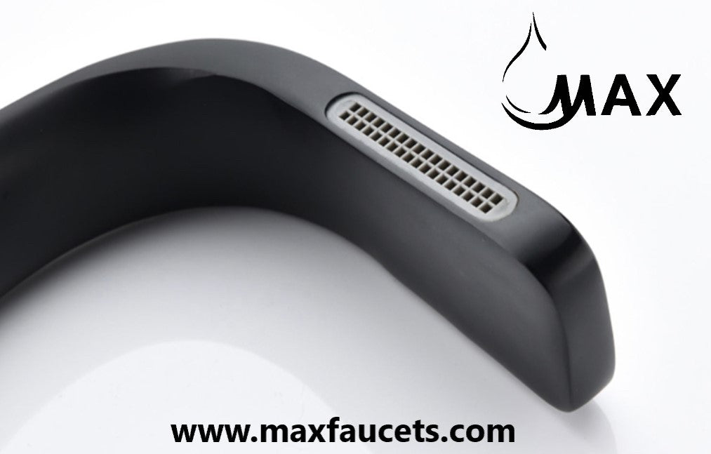 Waterfall Side Knob Contemporary Bathroom Faucet Matte Black Finish