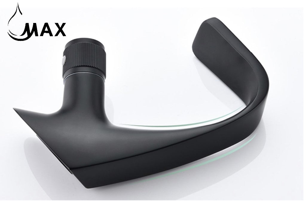 Waterfall Side Knob Contemporary Bathroom Faucet Matte Black Finish
