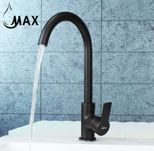 Single Handle Swivel Kitchen Faucet 14" In Matte Black Finish