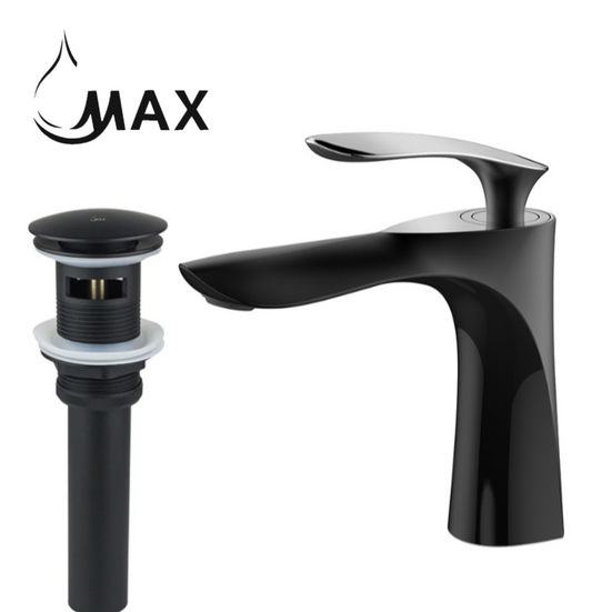 Bathroom Faucet Modern With Pop Up Drain Matte Black Finish