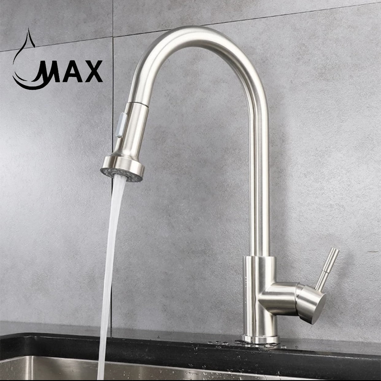 Pull-Out Single Handle Kitchen Faucet 16" Brushed Nickel Finish – MAX Faucet