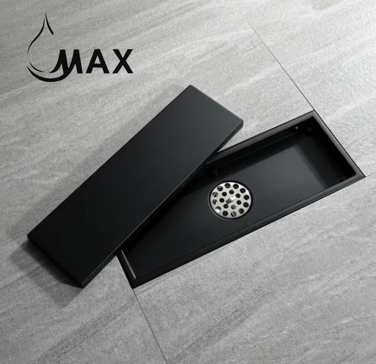 12 Inches Linear Shower Drain with Cover Matte Black