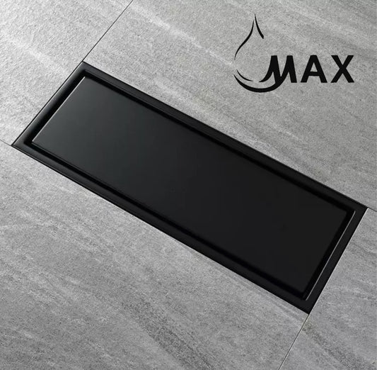 12 Inches Linear Shower Drain with Cover Matte Black