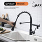Pull-Down Flexible Kitchen Faucet With Separate Pot Filler Spout and LED Light 19" Matte Black Finish