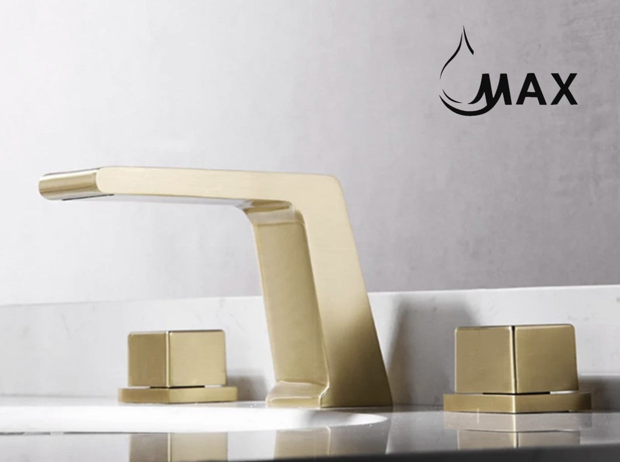 Two Handle Widespread Bathroom Faucet – Brushed Gold Finish | MAX Faucets