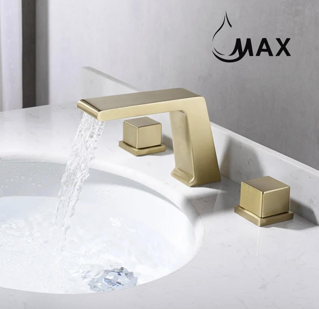 Two Handle Widespread Bathroom Faucet – Brushed Gold Finish | MAX Faucets