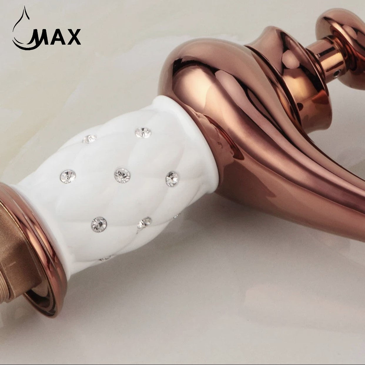 Elegant Bathroom Faucet With Diamond Rose Gold/ White With Diamond Finish