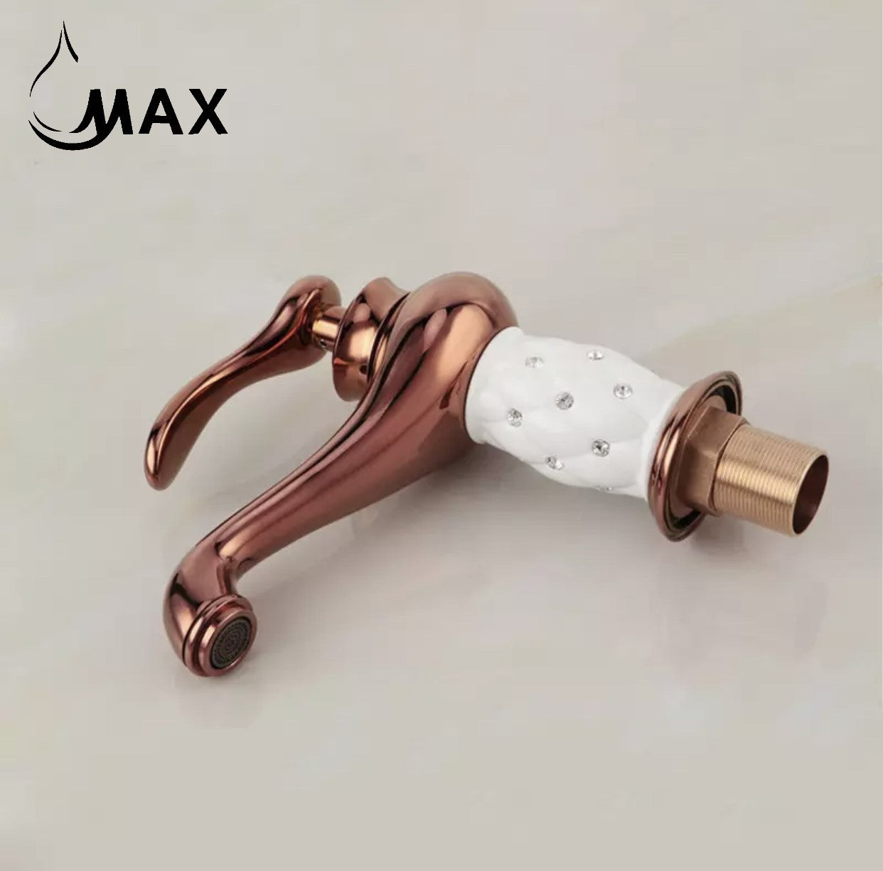 Elegant Bathroom Faucet With Diamond Rose Gold/ White With Diamond Finish