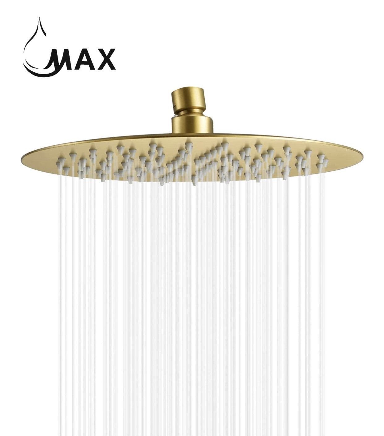 MAX Faucets Brushed Gold Round Shower Head – Ultra-Thin 10" YM-133R-BG