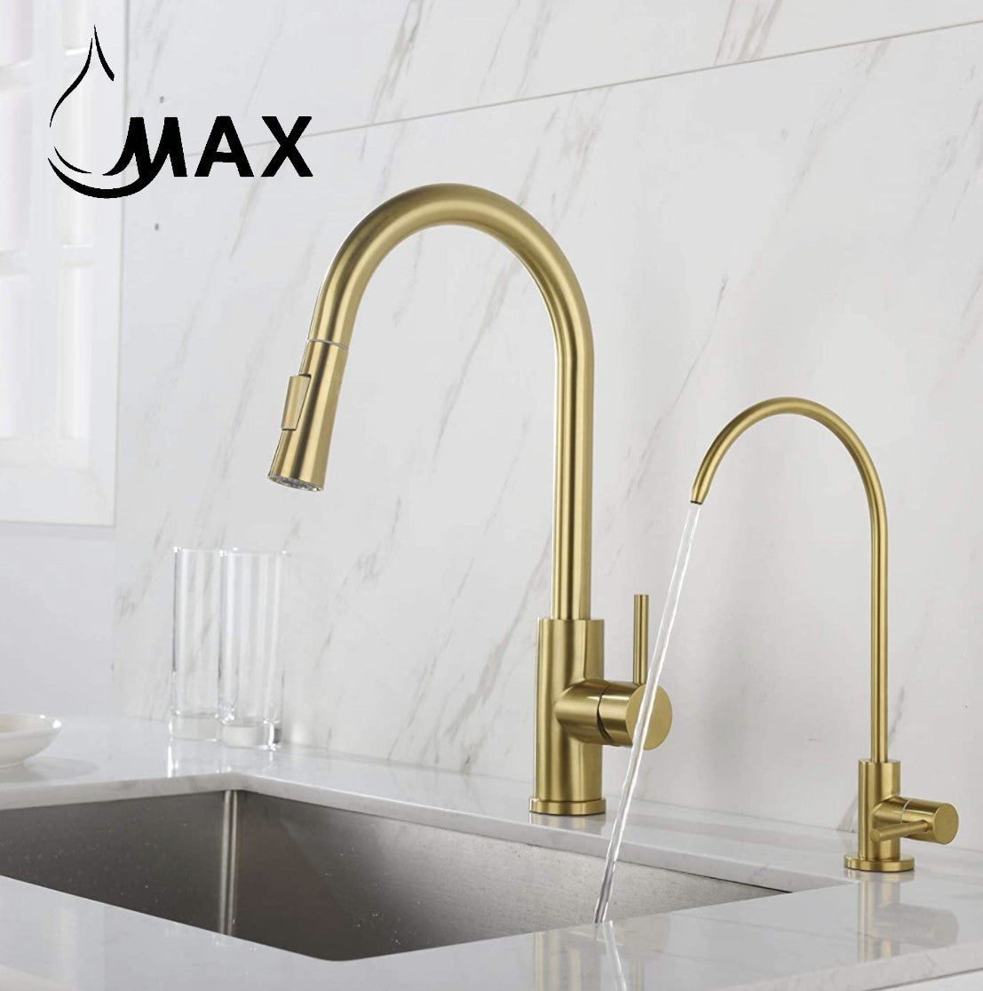 MAX Faucets Brushed Gold Water Filter Faucet – Single Handle, Non-Air Gap, Drinking Water & Beverage Tap
SKU: MN-30430-BG-S