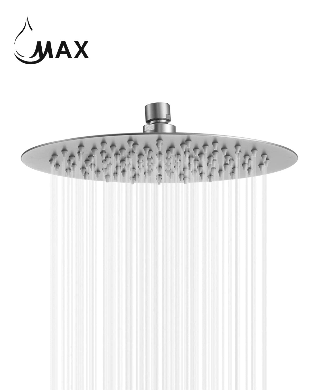 MAX Faucets Brushed Nickel Round Shower Head – Ultra-Thin 10"  YM-133R-BN