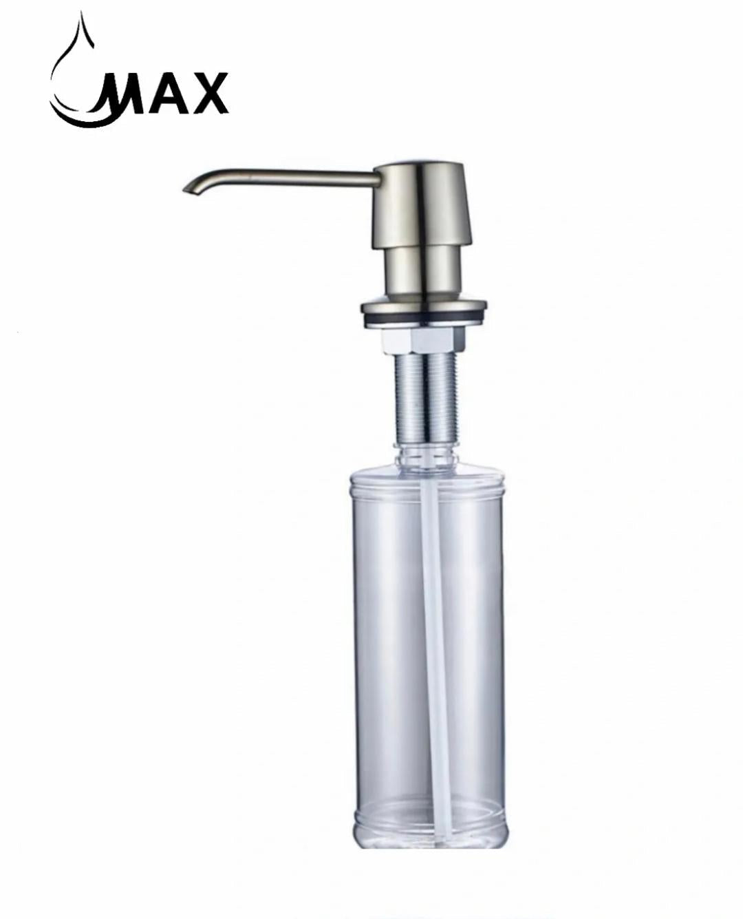 MAX Faucets | Brushed Nickel Soap and Lotion Dispenser – 360° Swivel, Refillable, 17oz Capacity-MP-12122-BN