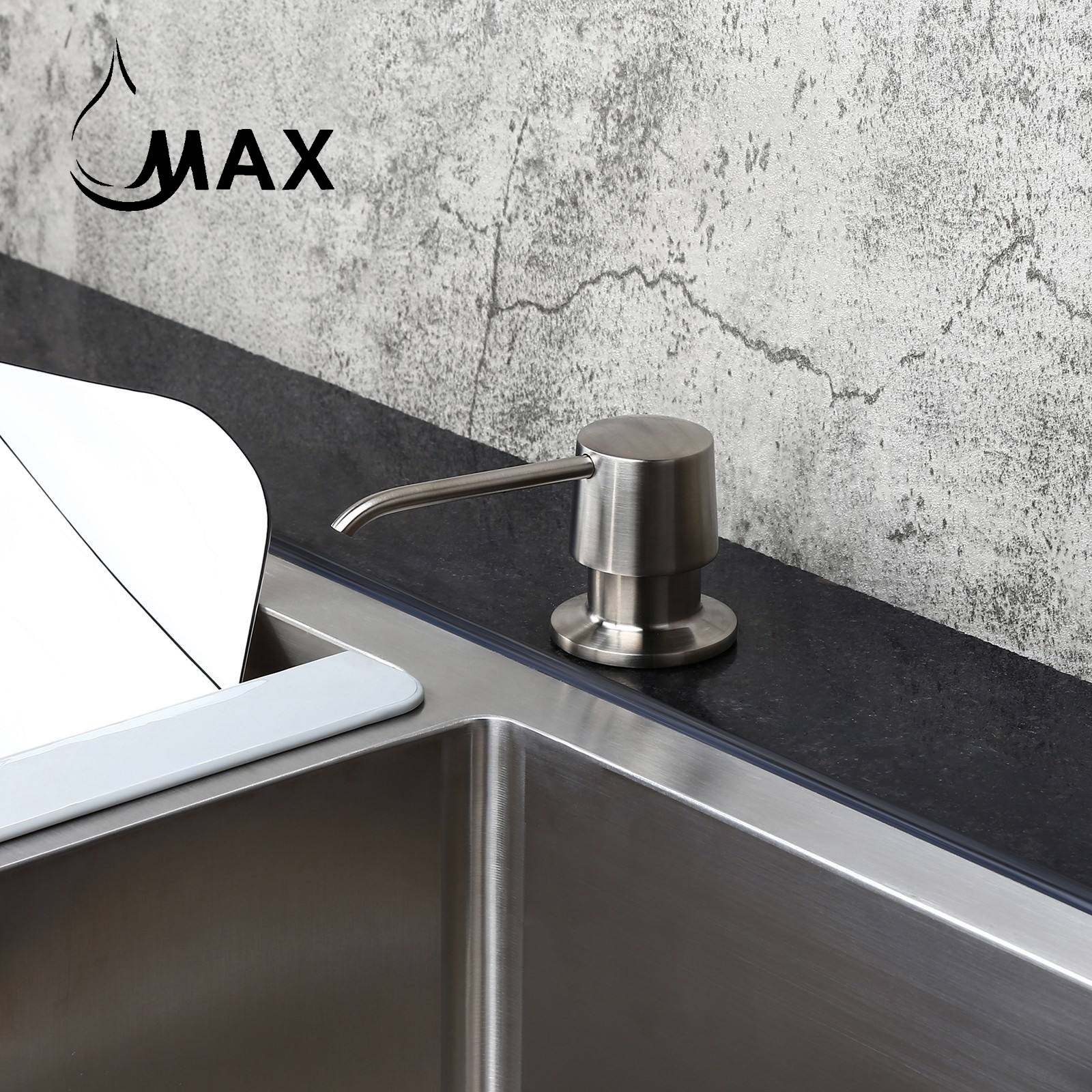 MAX Faucets | Brushed Nickel Soap and Lotion Dispenser – 360° Swivel, Refillable, 17oz Capacity-MP-12122-BN