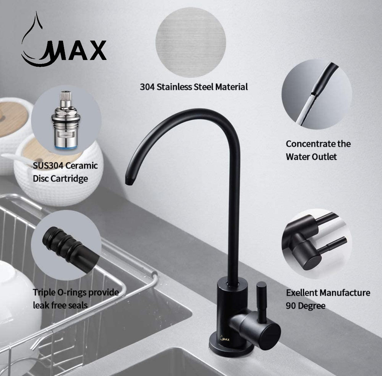 MAX Faucets Matte Black Water Filter Faucet – Single Handle, Non-Air Gap, Drinking Water & Beverage Tap
SKU: MN-30430-MB