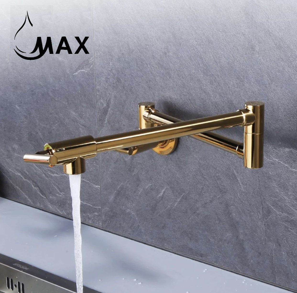 Pot Filler Faucet Double Handle Commercial Wall Mounted 26" With Accessories Shiny Gold Finish
SKU: PF-12407-SG