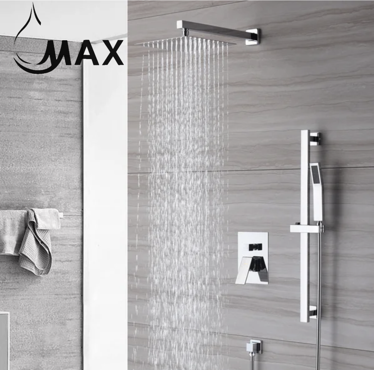 MAX Faucets | Shower System Two Functions Hand-Held Slide Bar With Pressure Balance Valve Chrome Finish YM-MW9229H-C