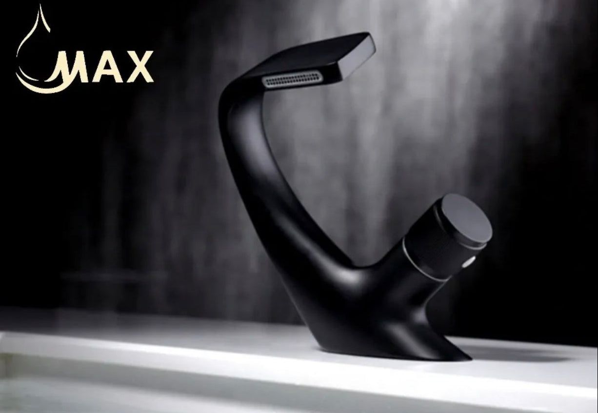 MAX Faucets® Side Knob Waterfall Bathroom Faucet – Matte Black Contemporary Design