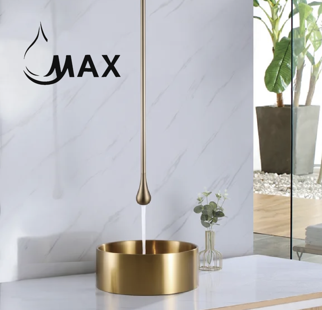 MAX Faucets Smart Touchless Ceiling-Mounted Bathroom Faucet – Brushed Gold Finish