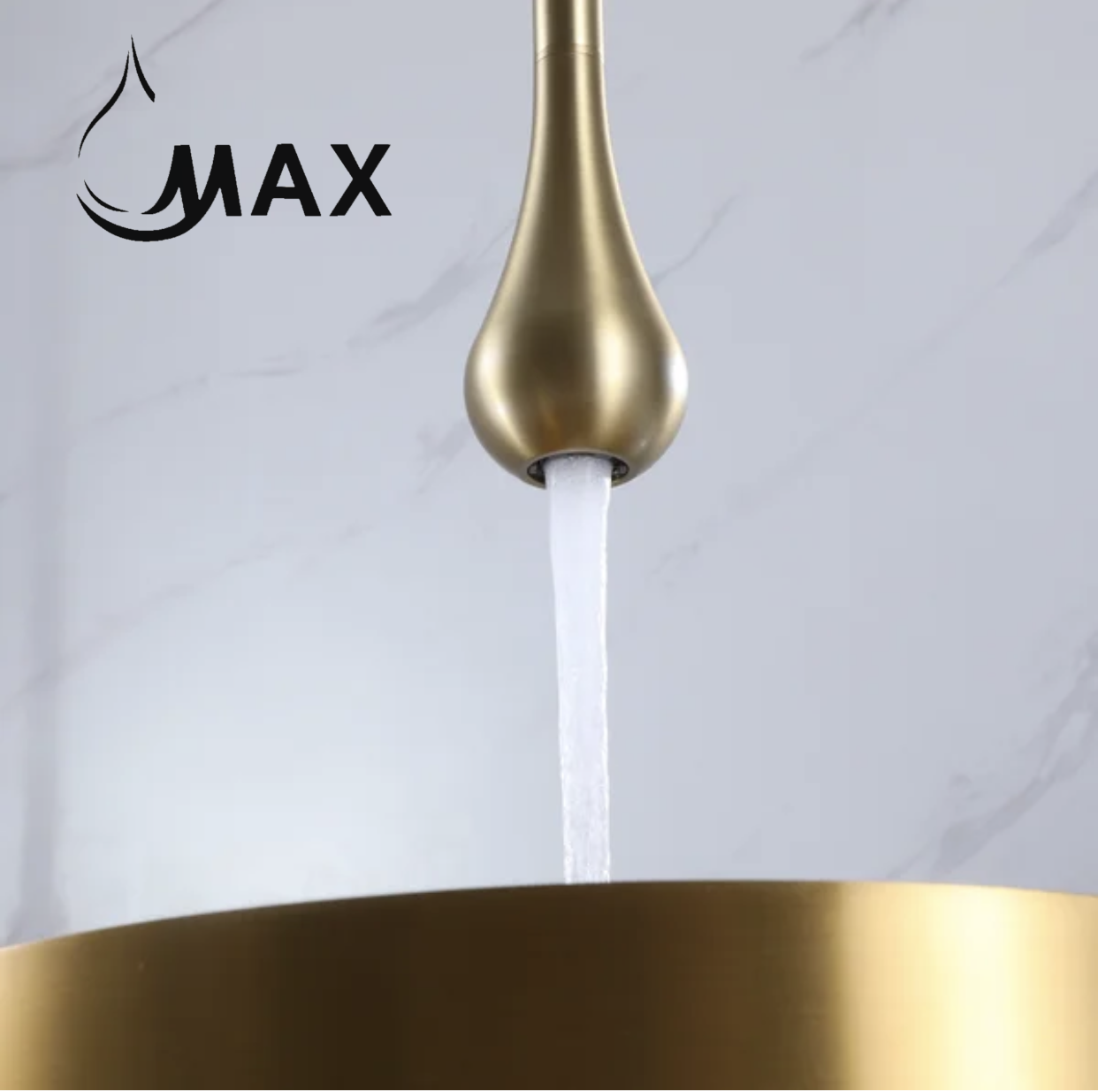 MAX Faucets Smart Touchless Ceiling-Mounted Bathroom Faucet – Brushed Gold Finish