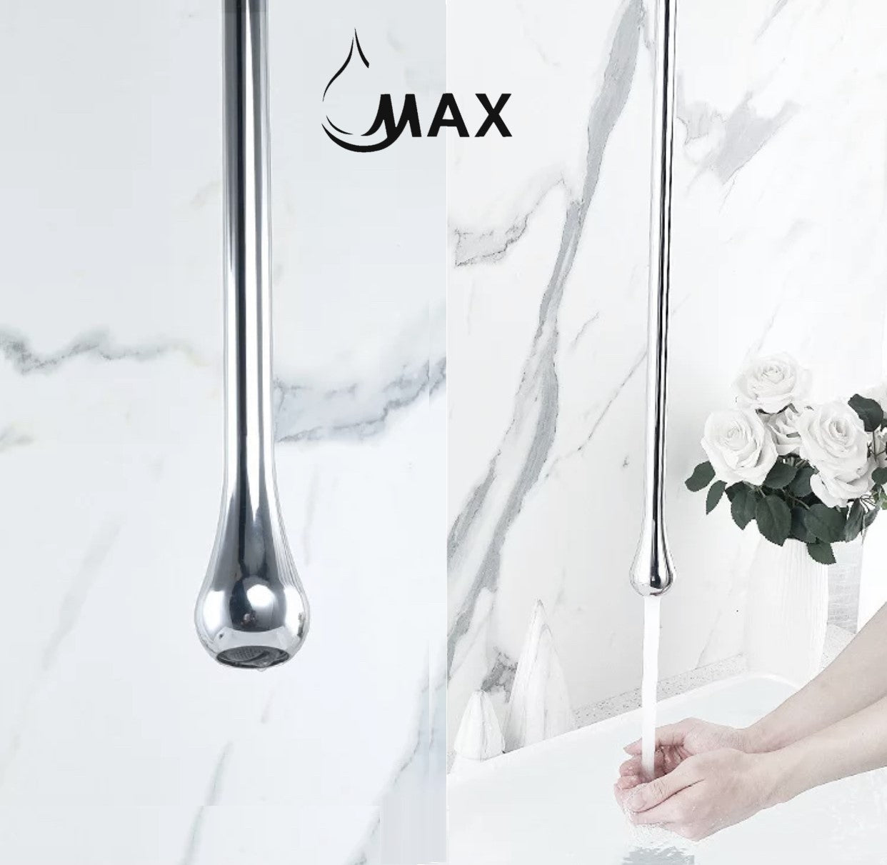 MAX Faucets | Smart Touchless Ceiling-Mounted Bathroom Faucet – Chrome Finish
