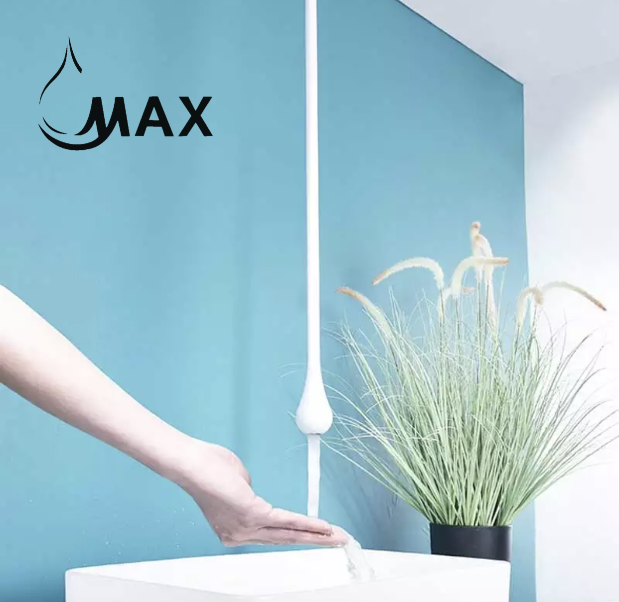 MAX Faucets | Smart Touchless Ceiling-Mounted Bathroom Faucet – White Finish
