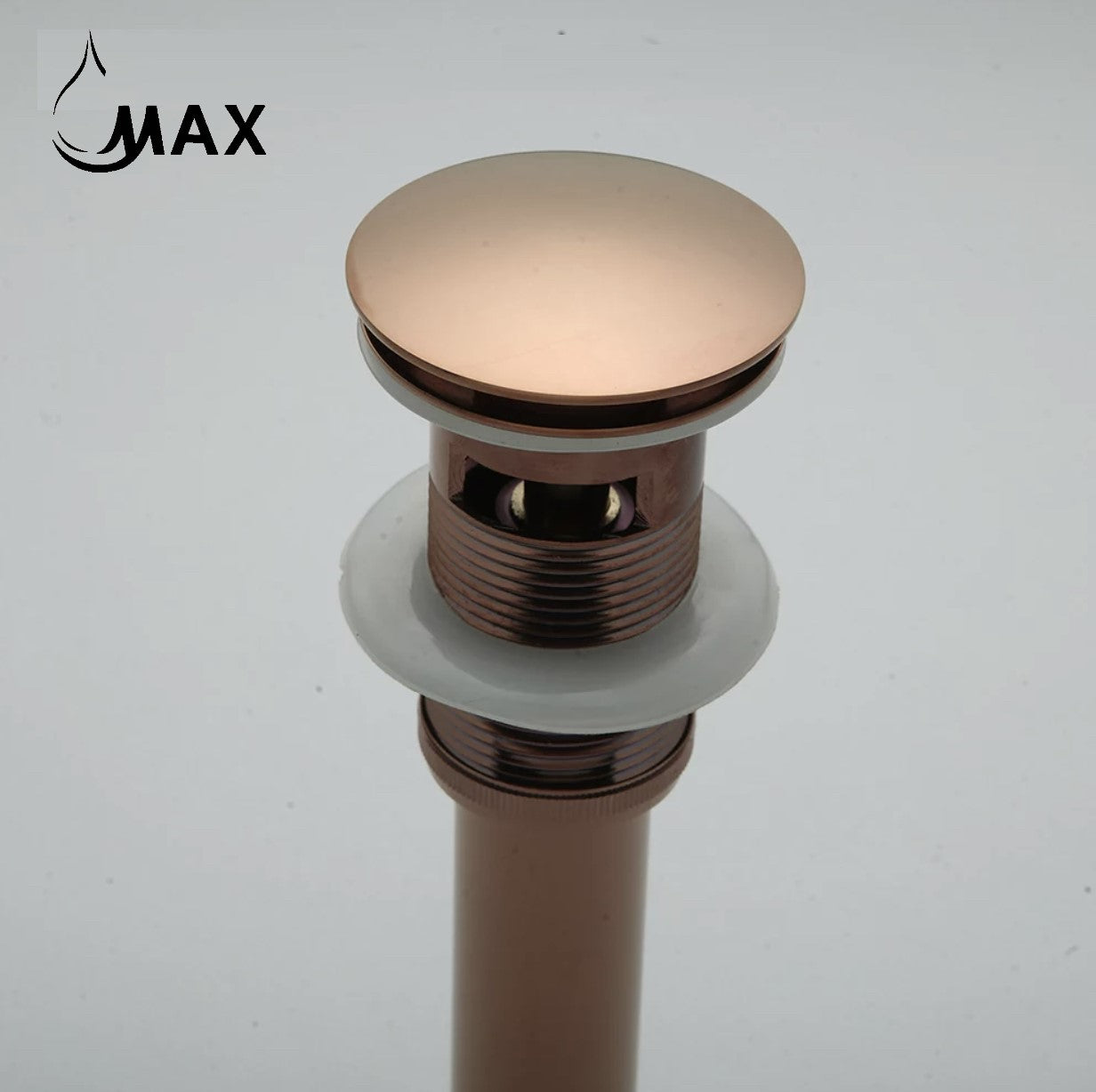 MAX Faucets | Solid Brass Pop-Up Bathroom Sink Drain Assembly – Rose Gold Finish with Overflow and Hair Catcher OF-150021-RG