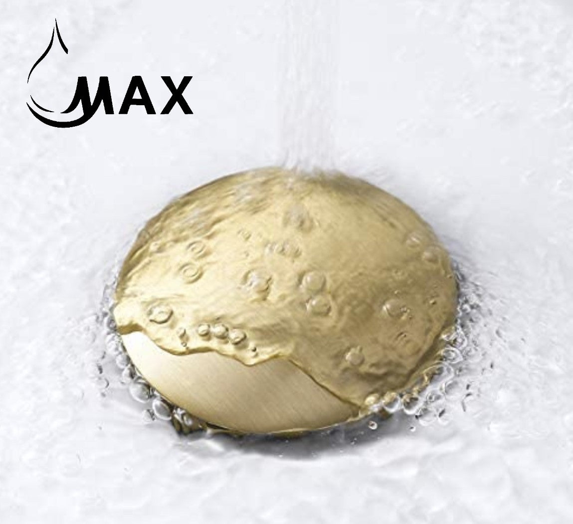 MAX Faucets | Solid Brass Pop-Up Bathroom Sink Drain Without Overflow – Brushed Gold Finish WO-150021-BG
