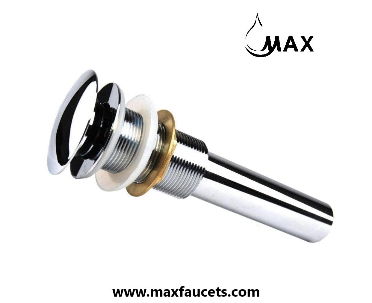 MAX Faucets | Solid Brass Pop-Up Bathroom Sink Drain Without Overflow – Chrome Finish WO-150021-C