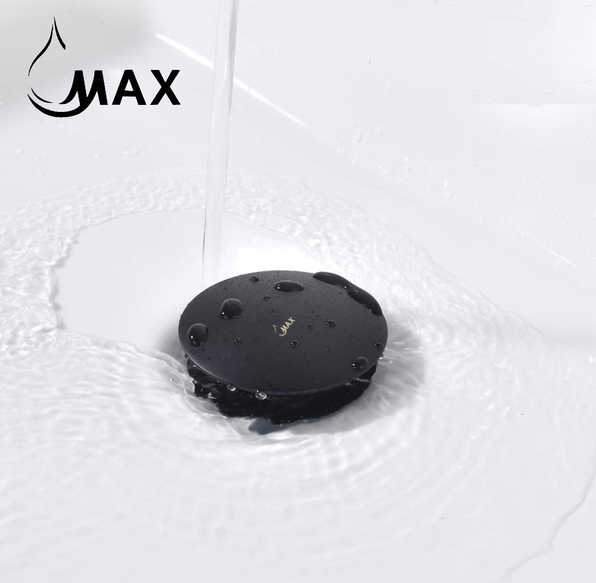 MAX Faucets | Solid Brass Pop-Up Bathroom Sink Drain Without Overflow – Matte Black Finish WO-150021-MB