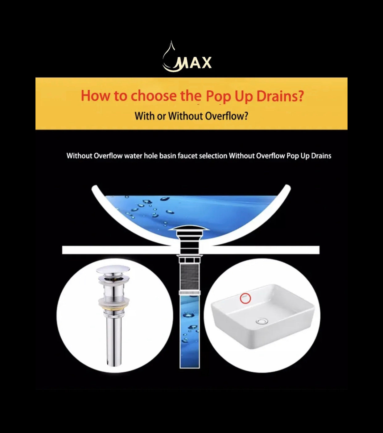 MAX Faucets | Solid Brass Pop-Up Bathroom Sink Drain Without Overflow – Matte Black Finish WO-150021-MB How to Chose 