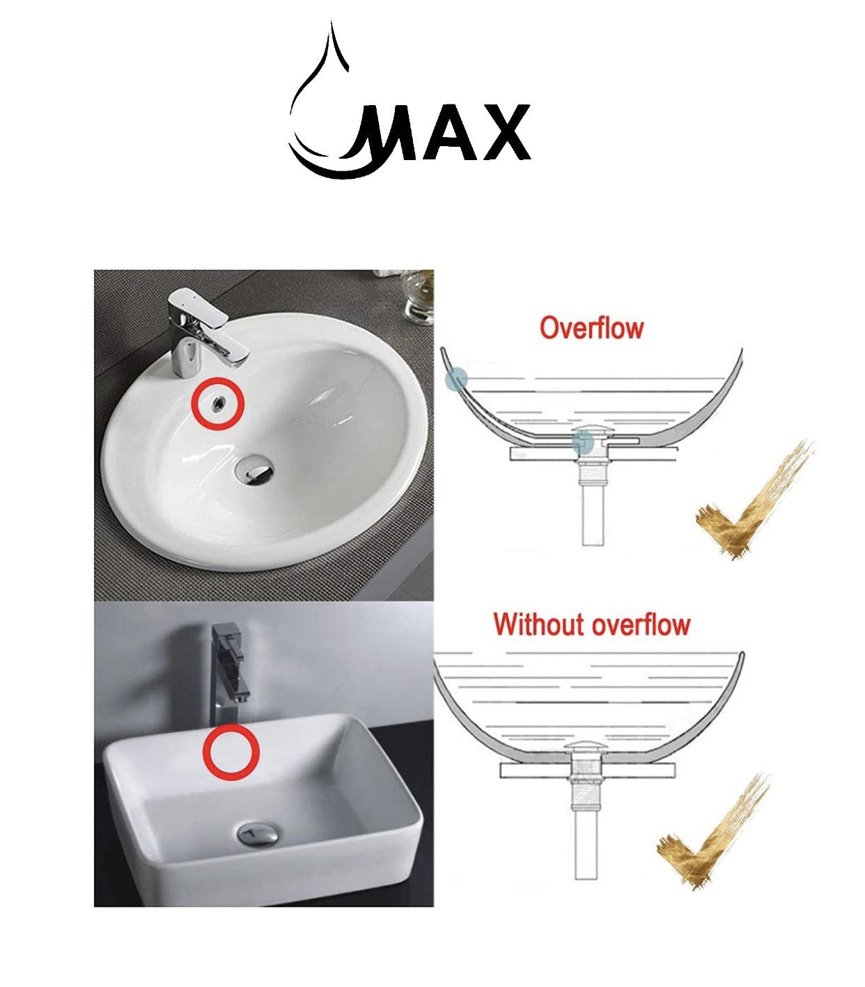 MAX Faucets | Solid Brass Pop-Up Bathroom Sink Drain Without Overflow – Shiny Gold Finish WO-150021-SG-Installation Guide 