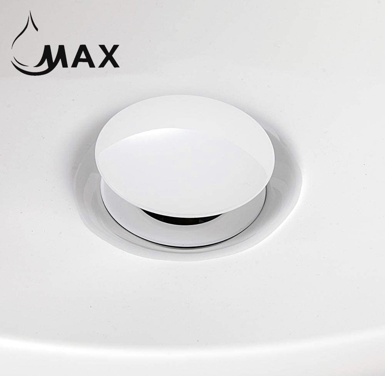 MAX Faucets | Solid Brass Pop-Up Bathroom Sink Drain Without Overflow – White Finish WO-150021-W