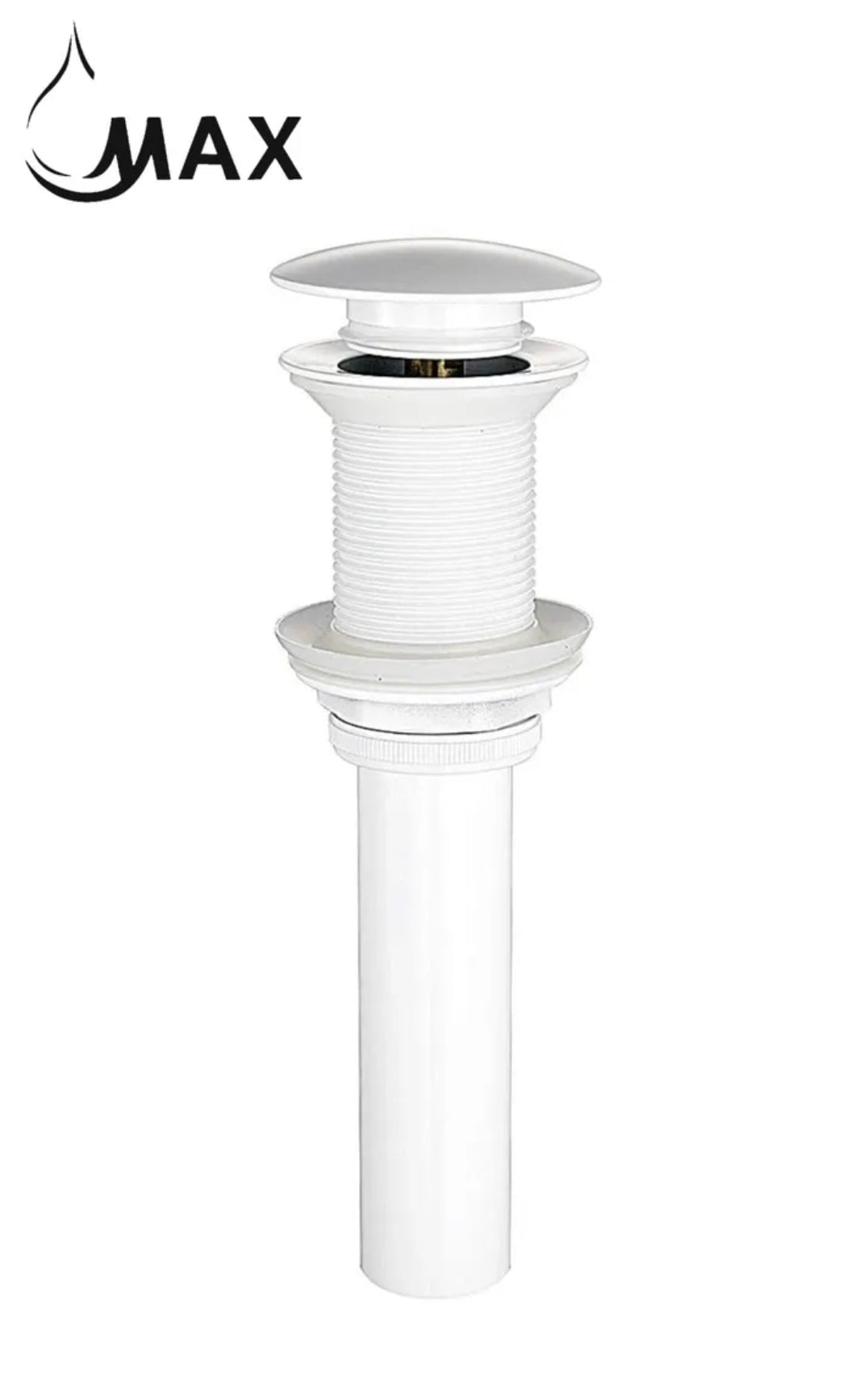 MAX Faucets | Solid Brass Pop-Up Bathroom Sink Drain Without Overflow – White Finish WO-150021-W