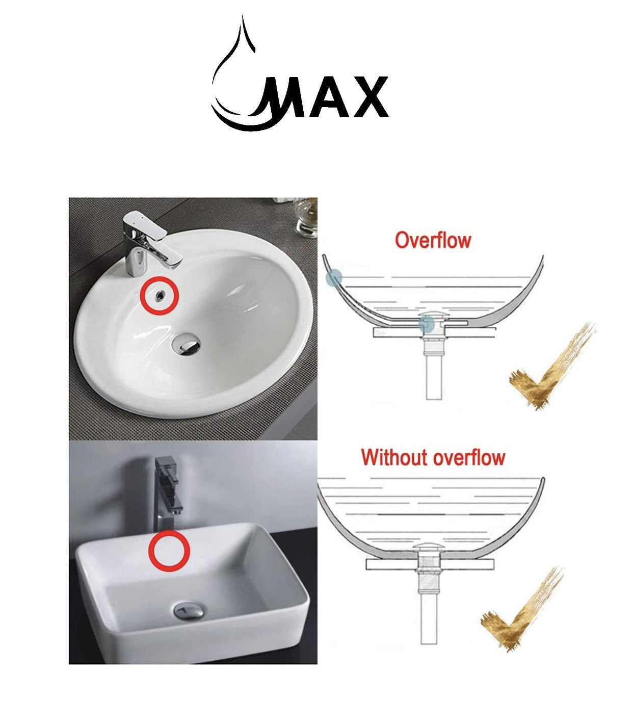 MAX Faucets | Solid Brass Pop-Up Bathroom Sink Drain Without Overflow – White Finish WO-150021-W