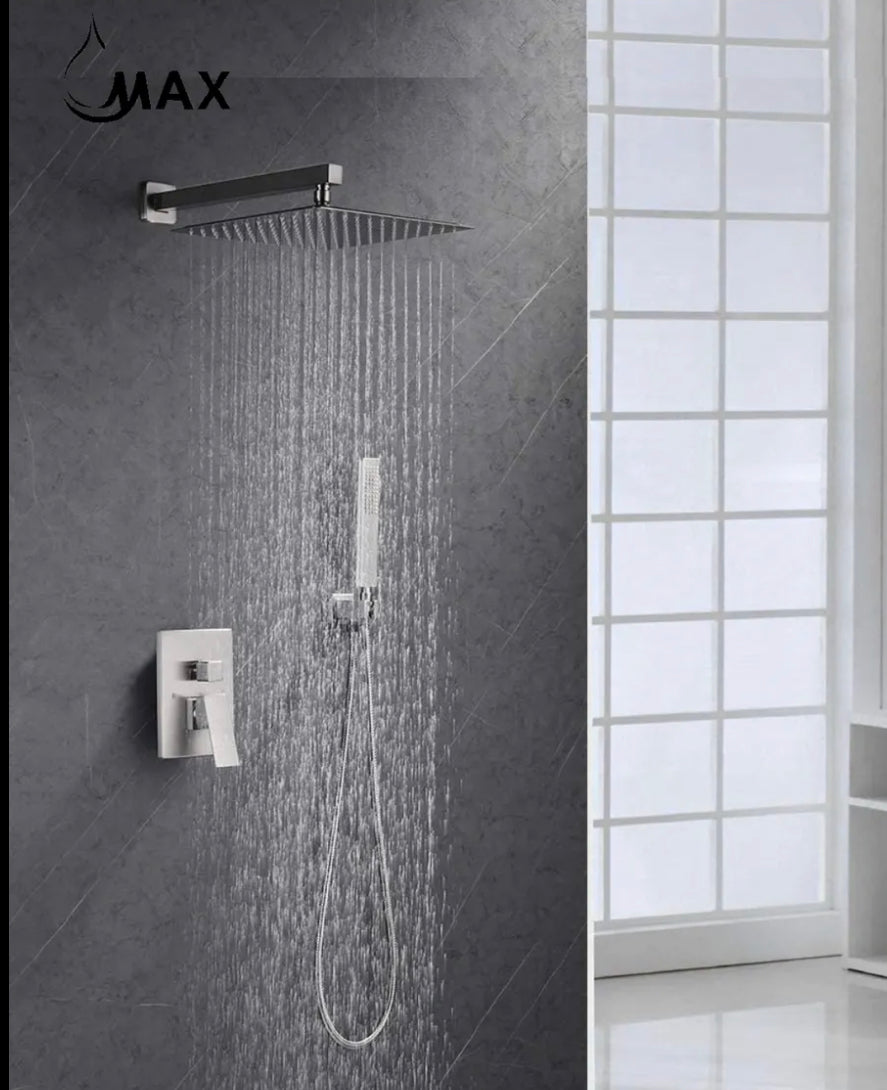 MAX Faucets Square Shower System Two Functions With Pressure-Balance Valve In Brushed Nickel Finish YM-MW6225-BN