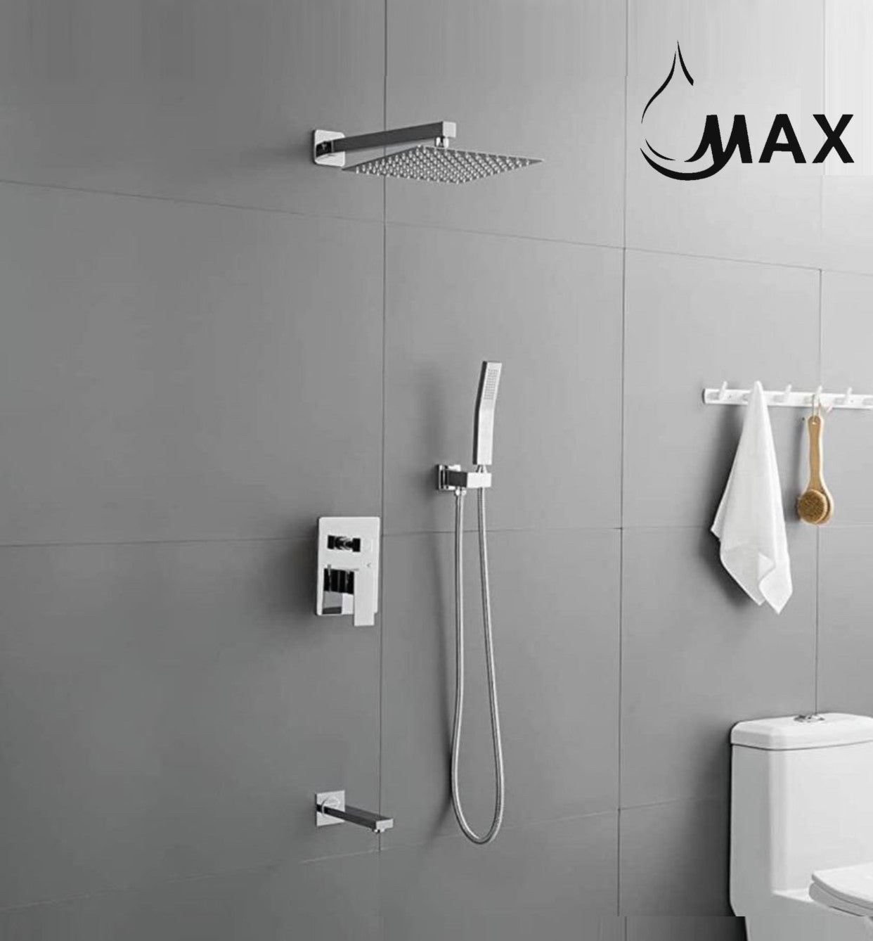 MAX Faucets Square Tub Shower System Three Functions With Pressure-balance Valve Chrome Finish YM-MW6335-C