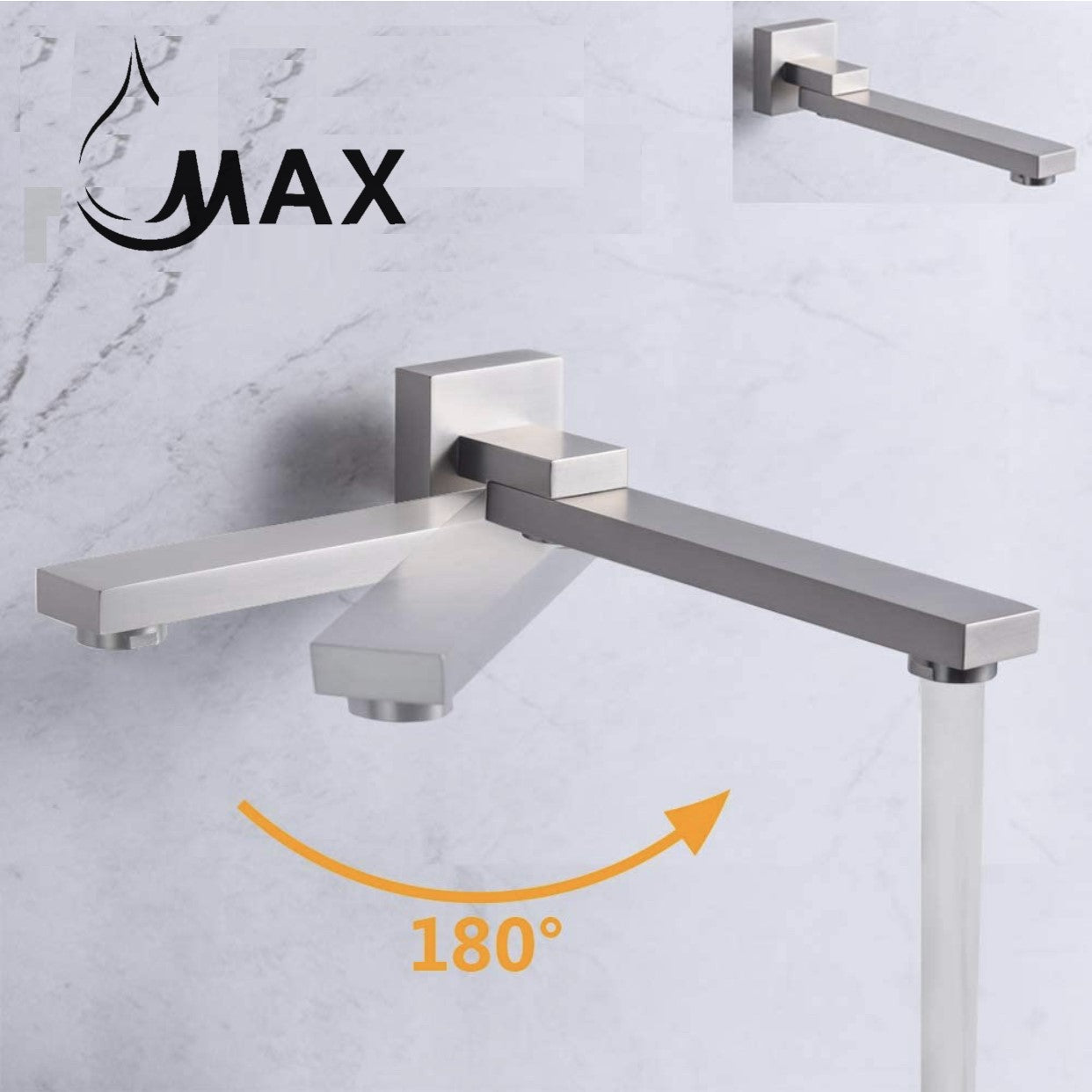 MAX Faucets – Swinging Tub Spout Filler, 10” Wall-Mounted (Brushed Nickel Finish) SKU: YM-095-BN