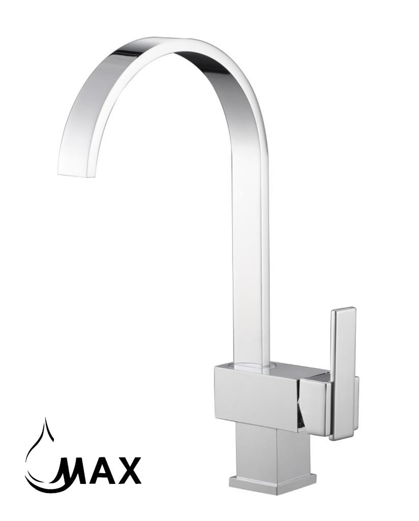 MAX Faucets Swivel Kitchen Faucet 14.5" – Single Handle, Chrome Finish, 360° Gooseneck HM-A523-C