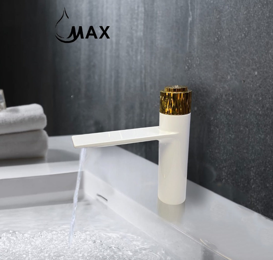 MAX Faucets | Waterfall Push Button Bathroom Faucet – White Body, Shiny Gold Knob Finish
SKU: MW-1909-2XW/SG