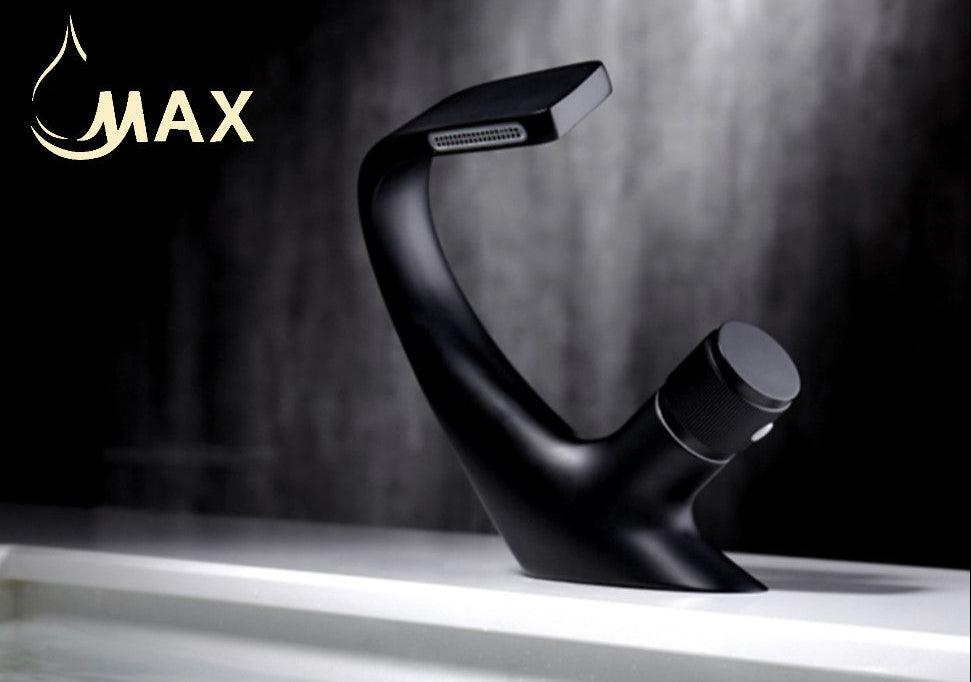 MAX Faucets® Waterfall Side Knob Bathroom Faucet – Matte Black Contemporary Design