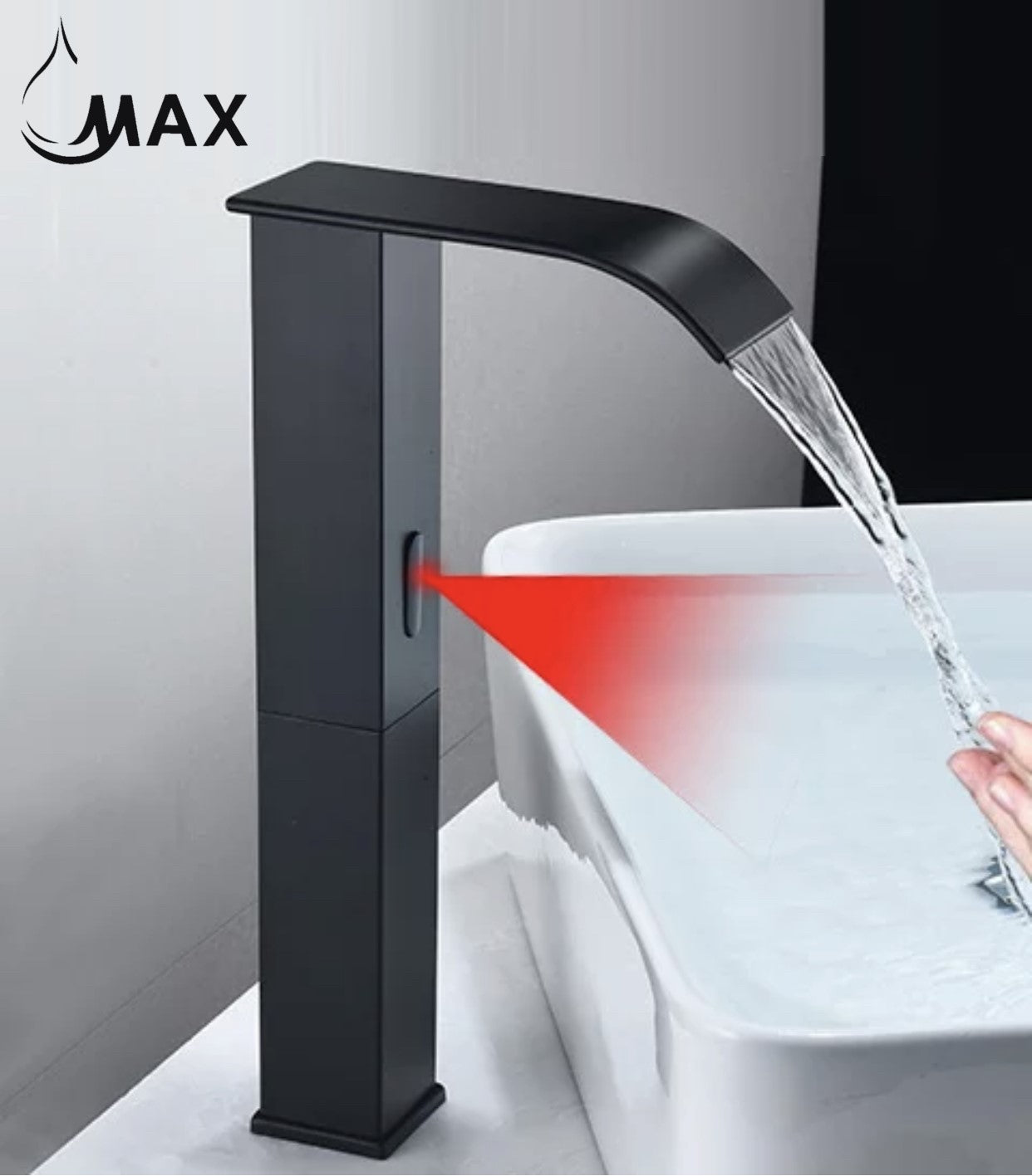 MAX Faucets touchless vessel bathroom faucet in matte black