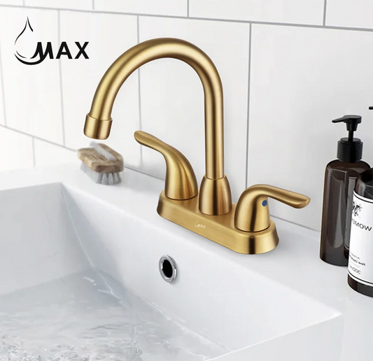 Bathroom Faucet Two Handle Commercial Widespread Brushed Gold