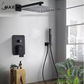 Square Shower System Two Functions With Valve Matte Black Finish